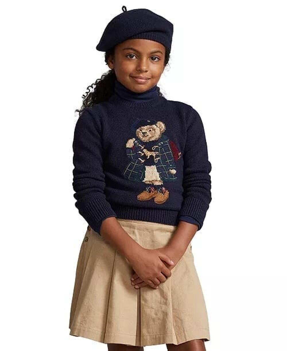 NWT❤️POLO RALPH LAUREN Big Girls Polo Bear Cotton Sweater szM(8-10)